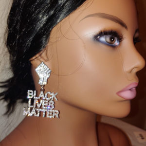 Rhinestone Black Lives Matter Drop Earrings
