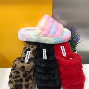Black Comfy Fur Slippers 4 Colors