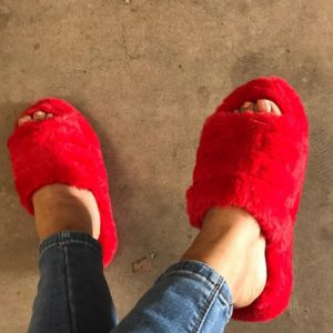 Red Comfy Fur Slippers 4 Colors
