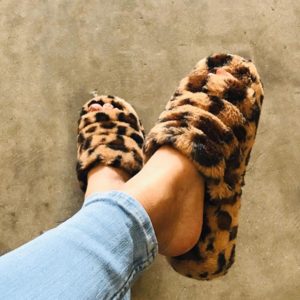 Leopard Comfy Fur Slippers 4 Colors