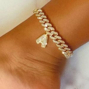 Personalized Name Bling Bling Ankle Bracelet Gold or Silver
